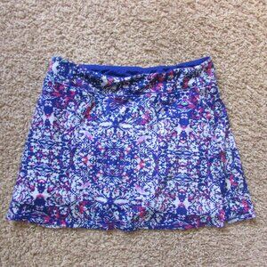 NWOT Tranquility Small Blue Floral Skort Skirt Front & Back Pull On Poly Golf